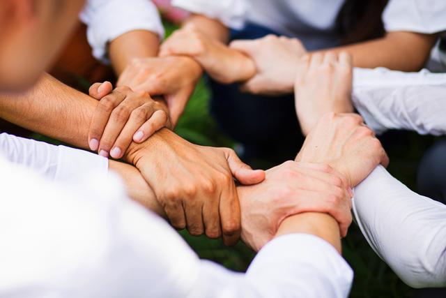 Group people hands